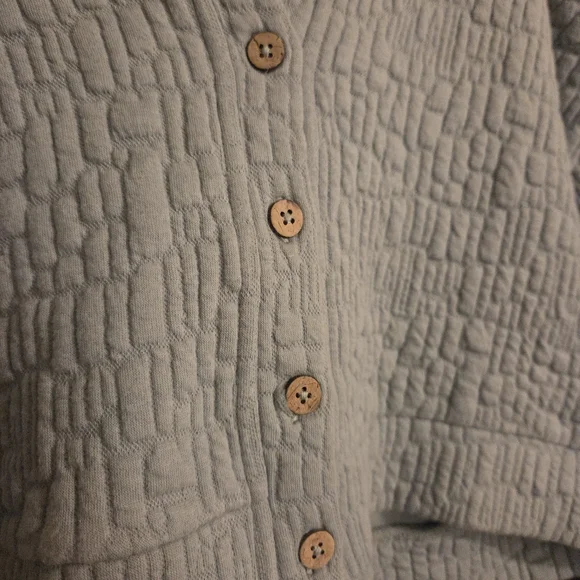 WORLD MARKET | COST PLUS Sage Green Quilted Cropped Buttoned Hoodie Coat SZ S - Picture 4 of 9